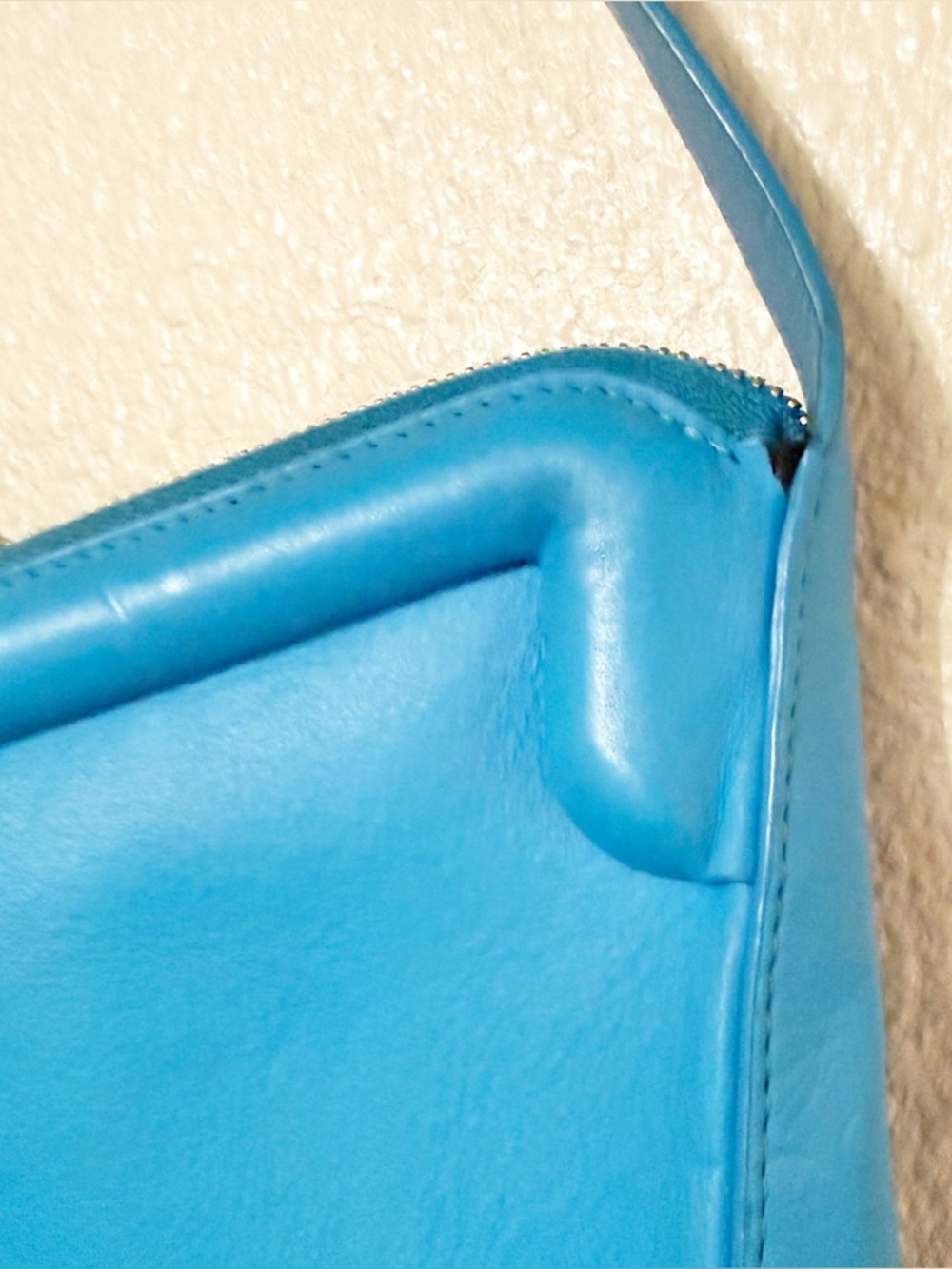 Mansur Gavriel M Frame Baguette Bag Shoulder Bright Blue Leather Purse $545 MSRP - Picture 14 of 15